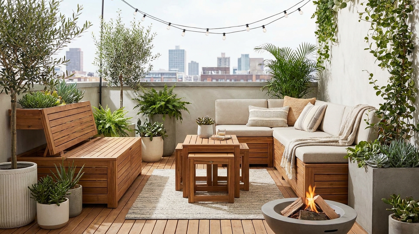 découvrez le meuble multifonction en acacia d'ikea : coffre, banc et table tout-en-un pour transformer votre terrasse à moins de 100 €. pratique, élégant et économique !
