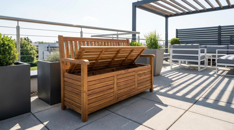 découvrez le meuble multifonction en acacia d'ikea : coffre, banc et table, idéal pour transformer votre terrasse à moins de 100 €. pratique, élégant et abordable !