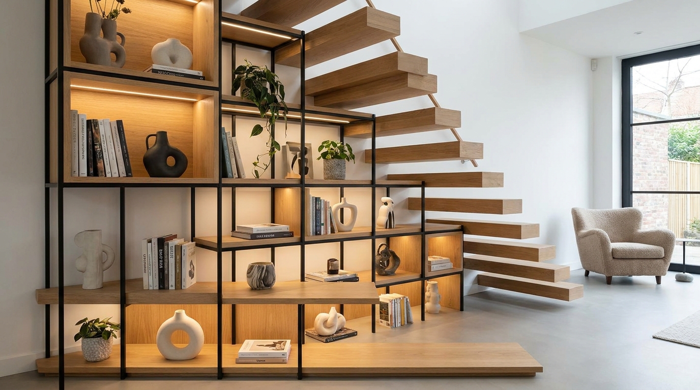 d&eacute;couvrez les tendances 2026 des architectes d&rsquo;int&eacute;rieur pour transformer l&rsquo;espace sous l&rsquo;escalier, en abandonnant le traditionnel placard &agrave; porte battante au profit de solutions innovantes et esth&eacute;tiques.