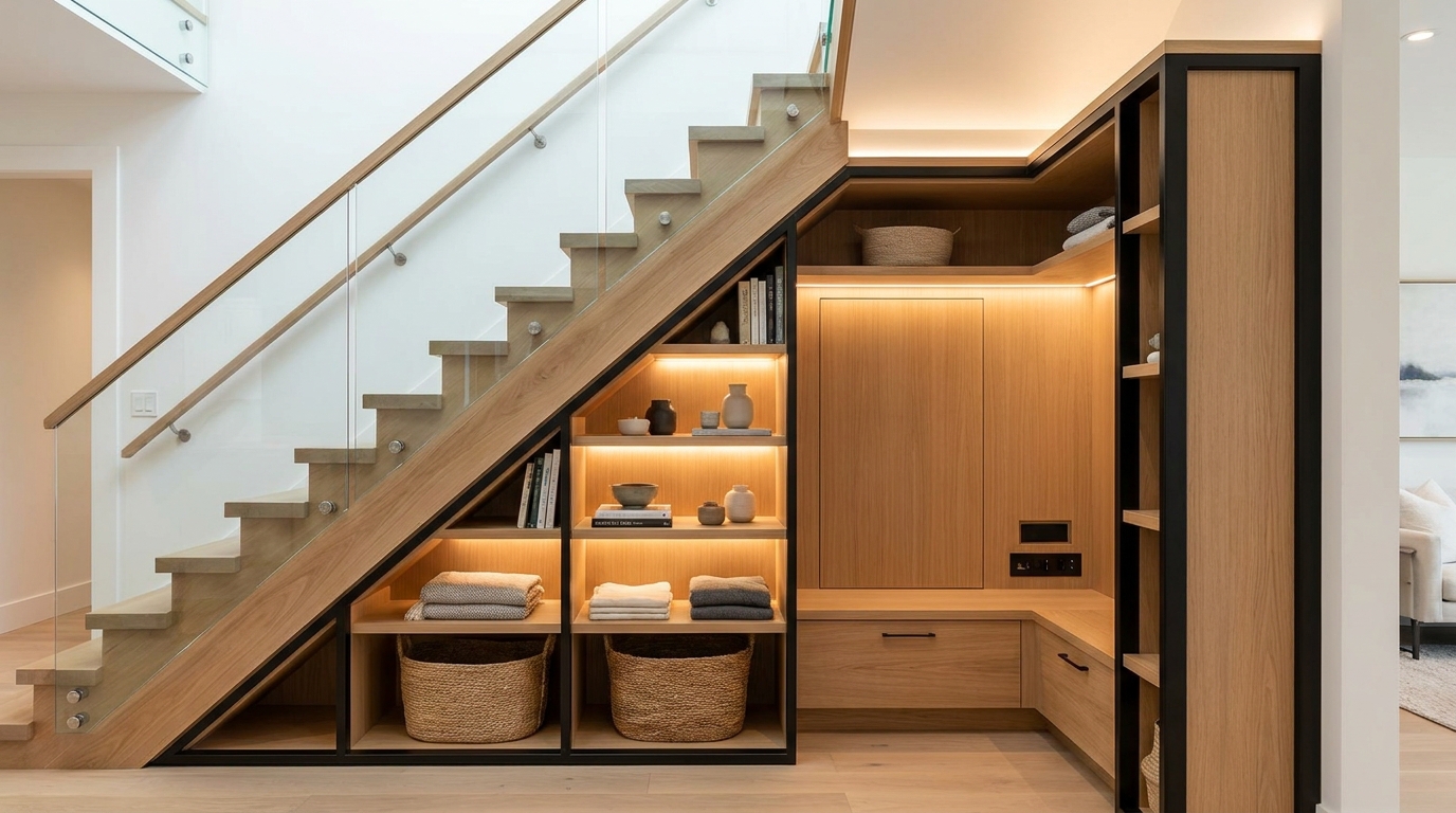 d&eacute;couvrez les nouvelles tendances des architectes d&rsquo;int&eacute;rieur pour 2026 : adieu aux placards &agrave; porte battante sous l&rsquo;escalier, place &agrave; des solutions innovantes et esth&eacute;tiques.