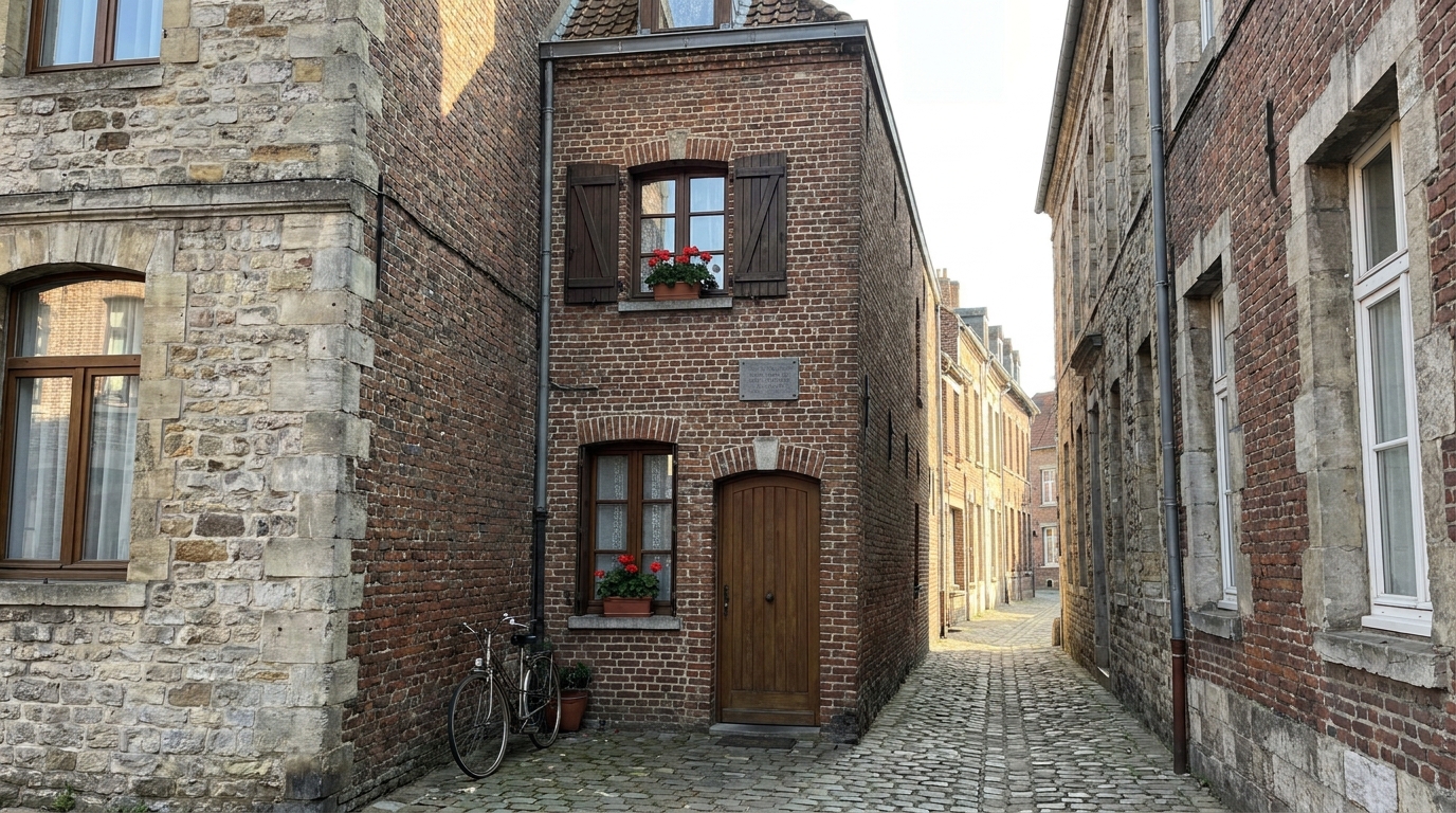 d&eacute;couvrez la maison la plus &eacute;troite de b&eacute;thune, situ&eacute;e place s&eacute;vign&eacute;, avec seulement 2,50 m&egrave;tres de largeur. un exemple unique d'architecture surprenante au c&oelig;ur de la ville.