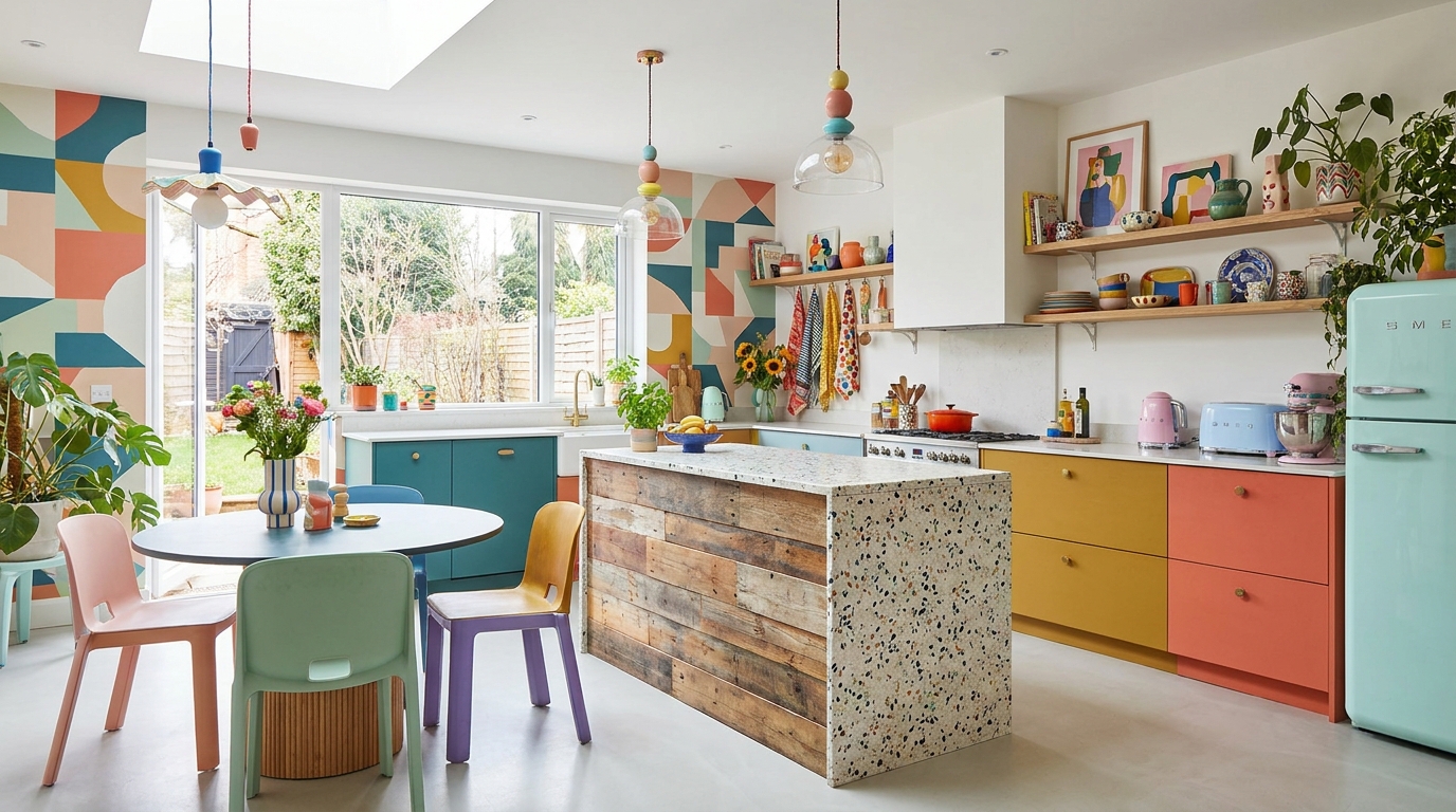 d&eacute;couvrez comment la couleur s'invite en cuisine et transforme la traditionnelle palette tout-blanc en un espace chaleureux et audacieux gr&acirc;ce &agrave; cette nouvelle tendance design.