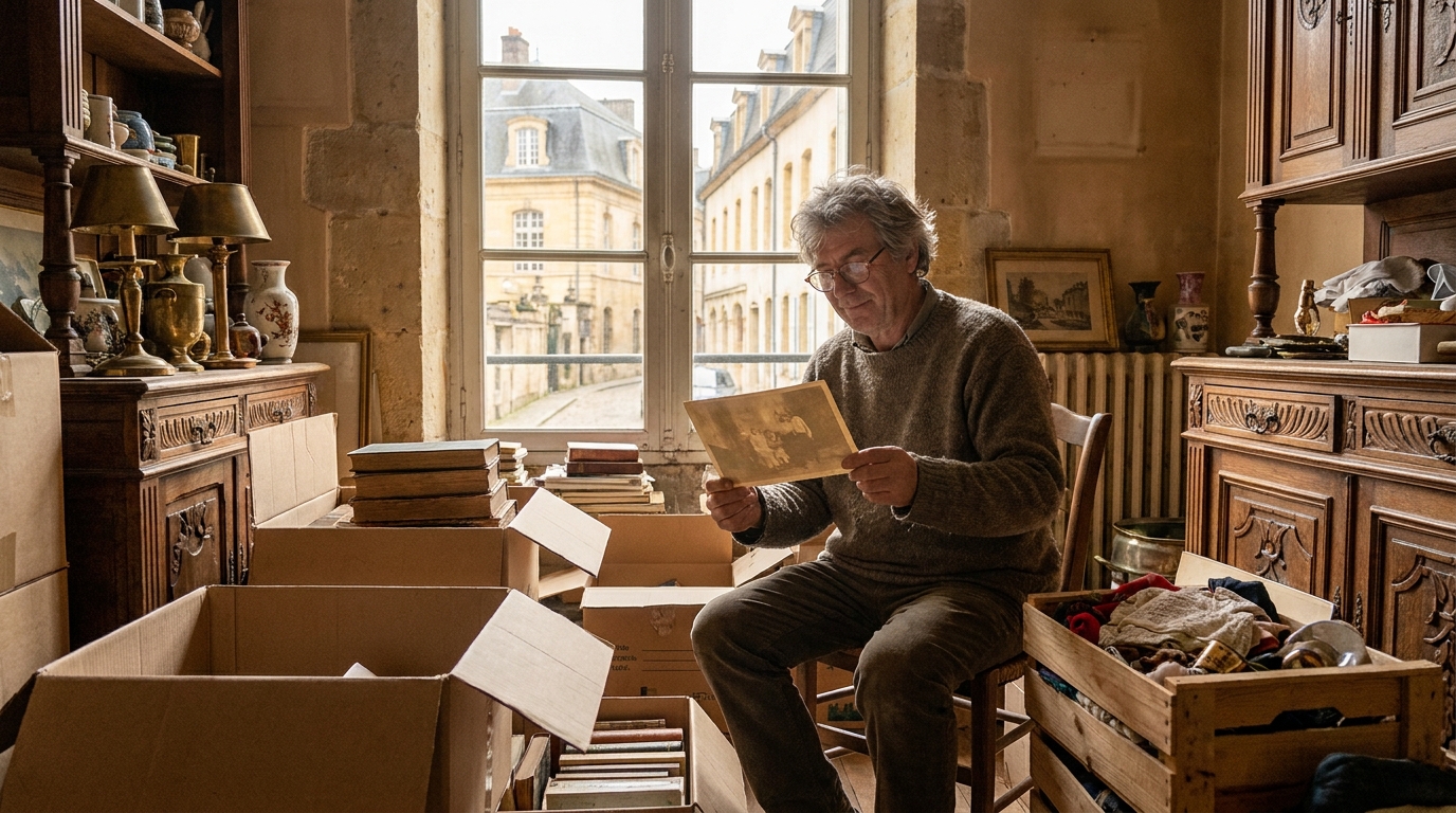 &agrave; nancy, olivier long explore le pass&eacute; en vidant les maisons tout en pr&eacute;servant les souvenirs pr&eacute;cieux, alliant passion pour l'histoire et respect des biens.