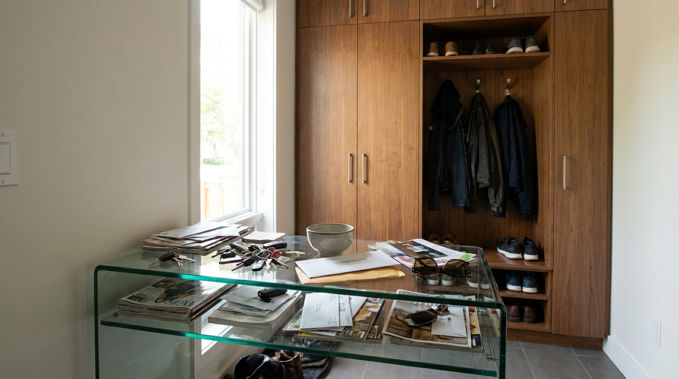 découvrez la nouvelle tendance des décorateurs pour dire adieu aux clés et au courrier en désordre près de la porte, alliant style et organisation dans votre entrée.