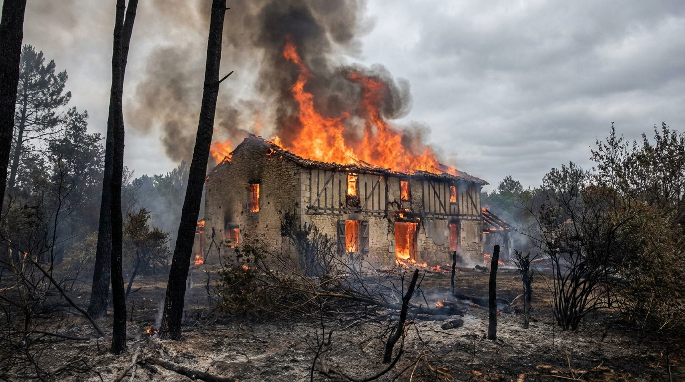 d&eacute;couvrez l'impact d&eacute;vastateur des incendies en gironde, o&ugrave; la perte d'une maison signifie aussi la disparition d'une part essentielle de notre m&eacute;moire et de notre histoire.