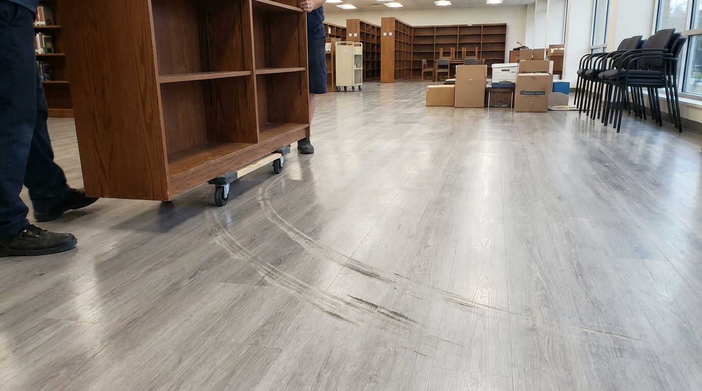 découvrez l'expérience de déplacement d'une bibliothèque chargée sur un nouveau sol vinyle pour libérer un mur, et ce qui s'est passé après six semaines.