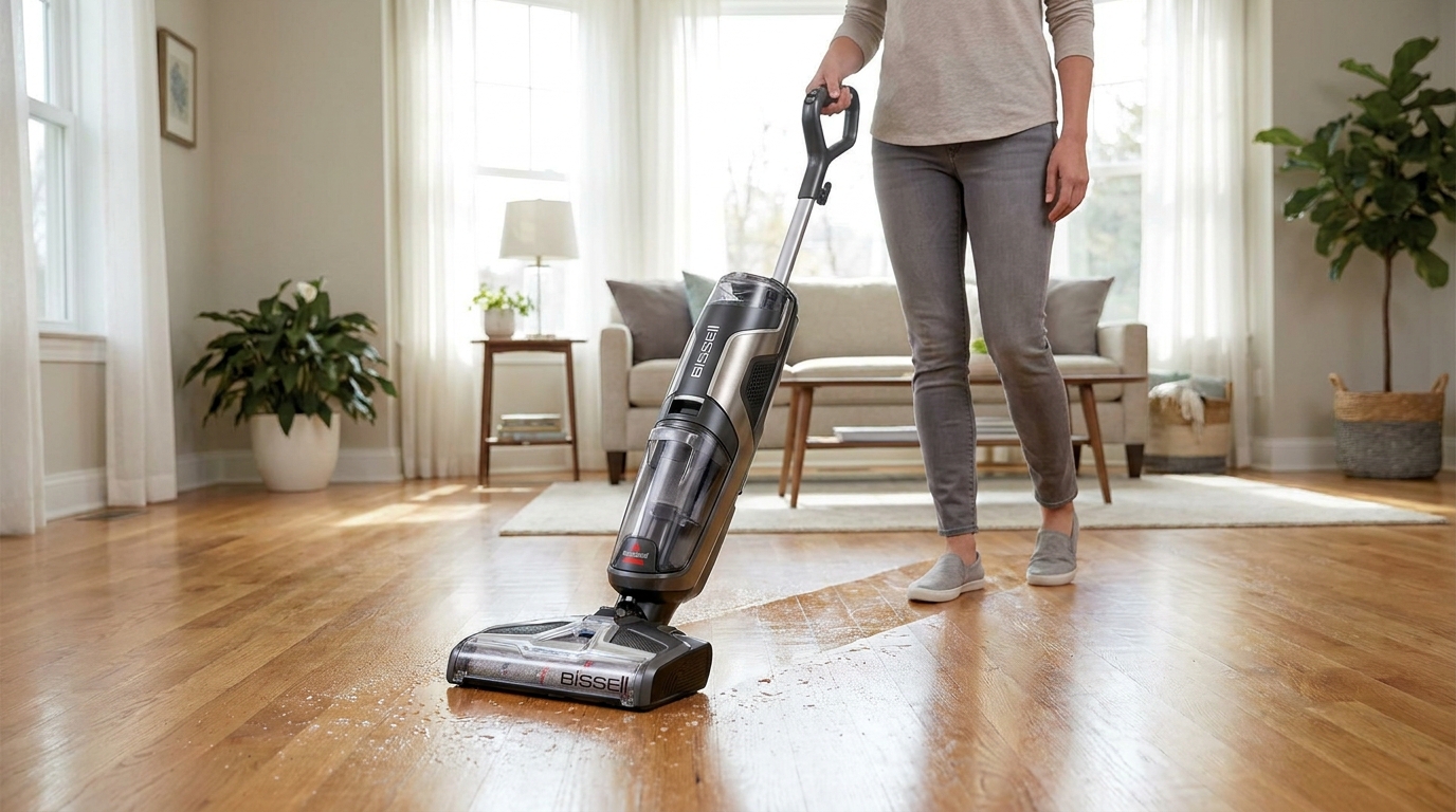 fatigué du ménage ? profitez de ce bissell 3-en-1 à -50 % qui lave, aspire et sèche en un seul passage pour un nettoyage rapide et efficace.