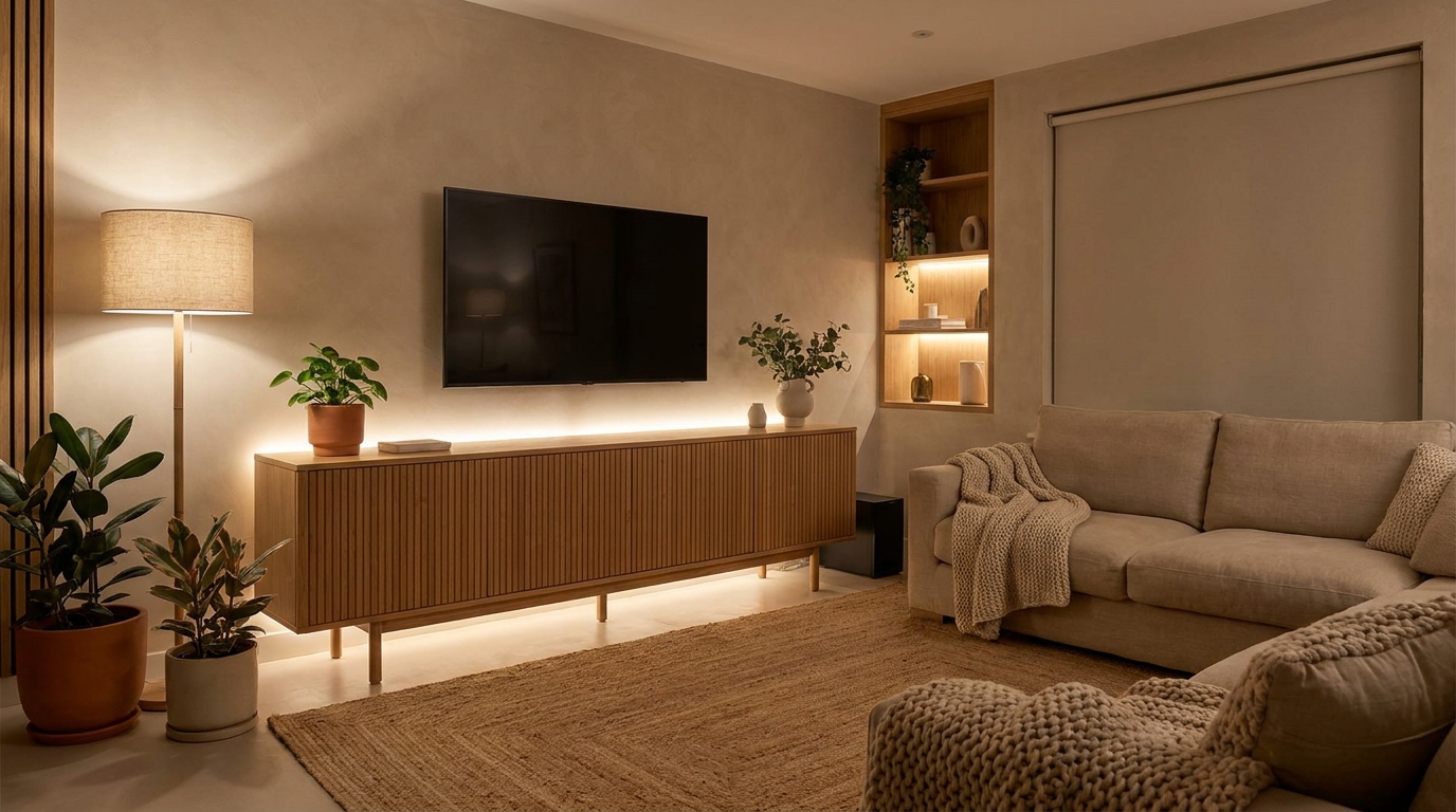 découvrez pourquoi j'ai préféré remplacer mon meuble tv suspendu par un buffet bas en chêne cannelé, un choix motivé par une recherche d'esthétisme et d'élégance pour mon intérieur.