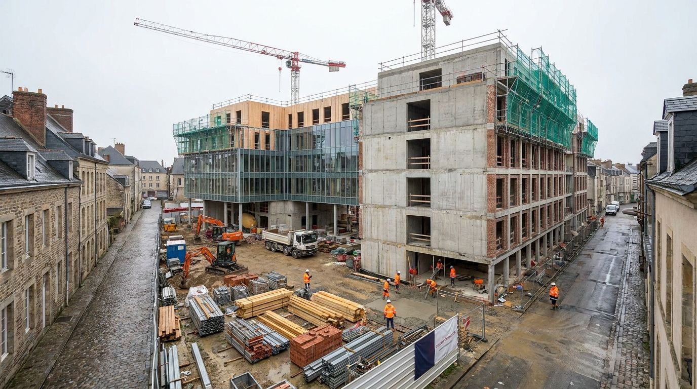 à caen, le chantier de la maison des chercheurs et de la résidence étudiante avance. un projet de 24 millions d’euros pour accueillir chercheurs et étudiants.