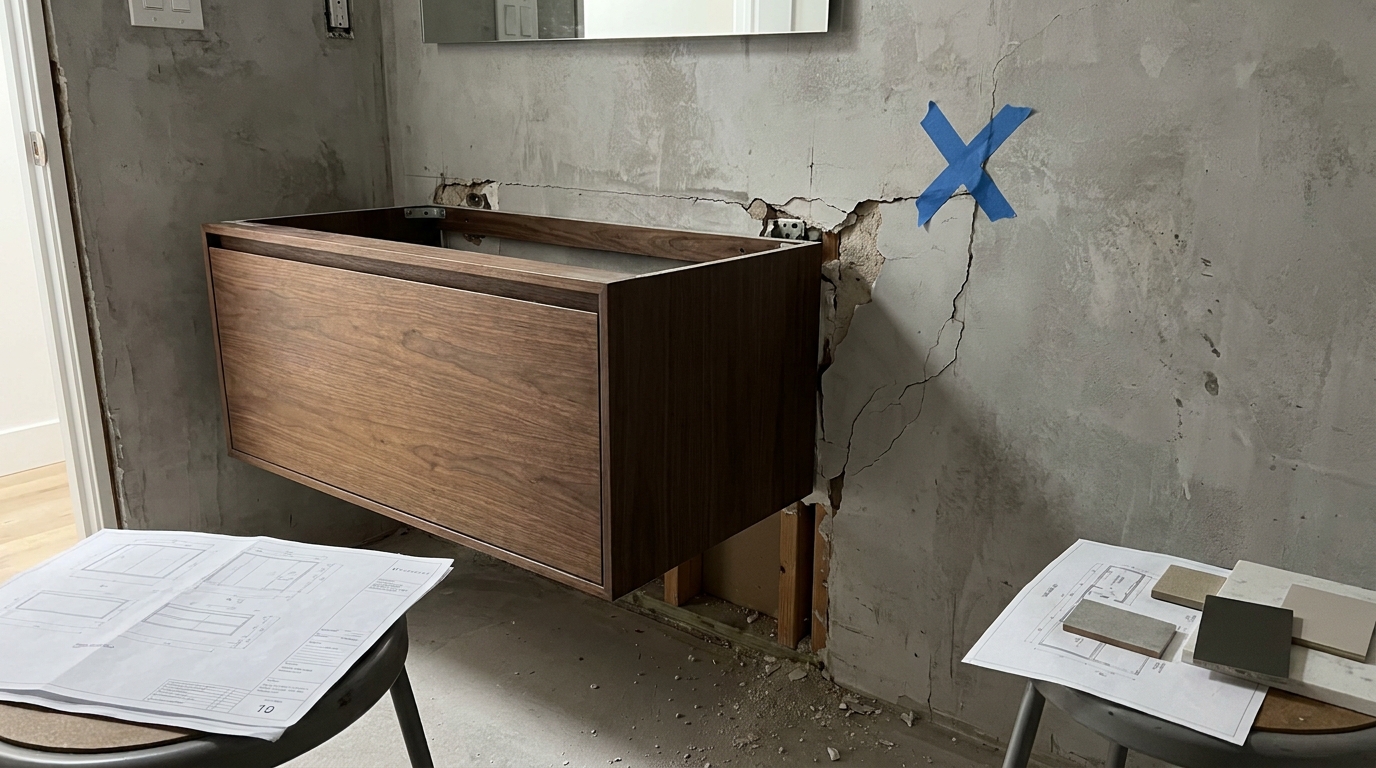 d&eacute;couvrez ce meuble de salle de bain ultra-tendance qui capte tous les regards, mais attention, son installation peut compromettre la solidit&eacute; de votre cloison. informez-vous avant d'adopter ce design audacieux.