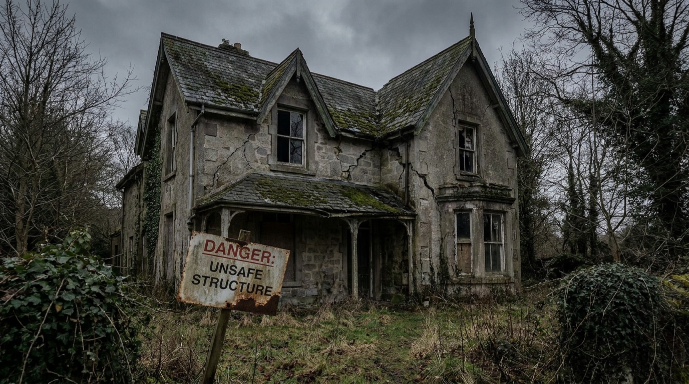 un couple achète une maison et découvre un danger imminent : un risque d'effondrement spectaculaire menace la propriété. découvrez leur histoire incroyable.