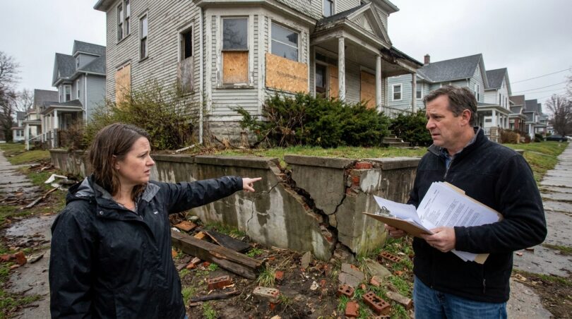 un couple achète une maison et découvre un danger imminent menaçant un effondrement spectaculaire, révélant un risque caché dans leur nouvelle propriété.