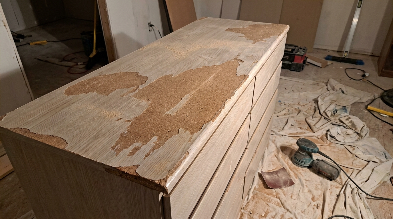 découvrez comment poncer un meuble stratifié comme du bois massif peut tourner au désastre, avec des conseils pour éviter les erreurs et préserver la surface de vos meubles.