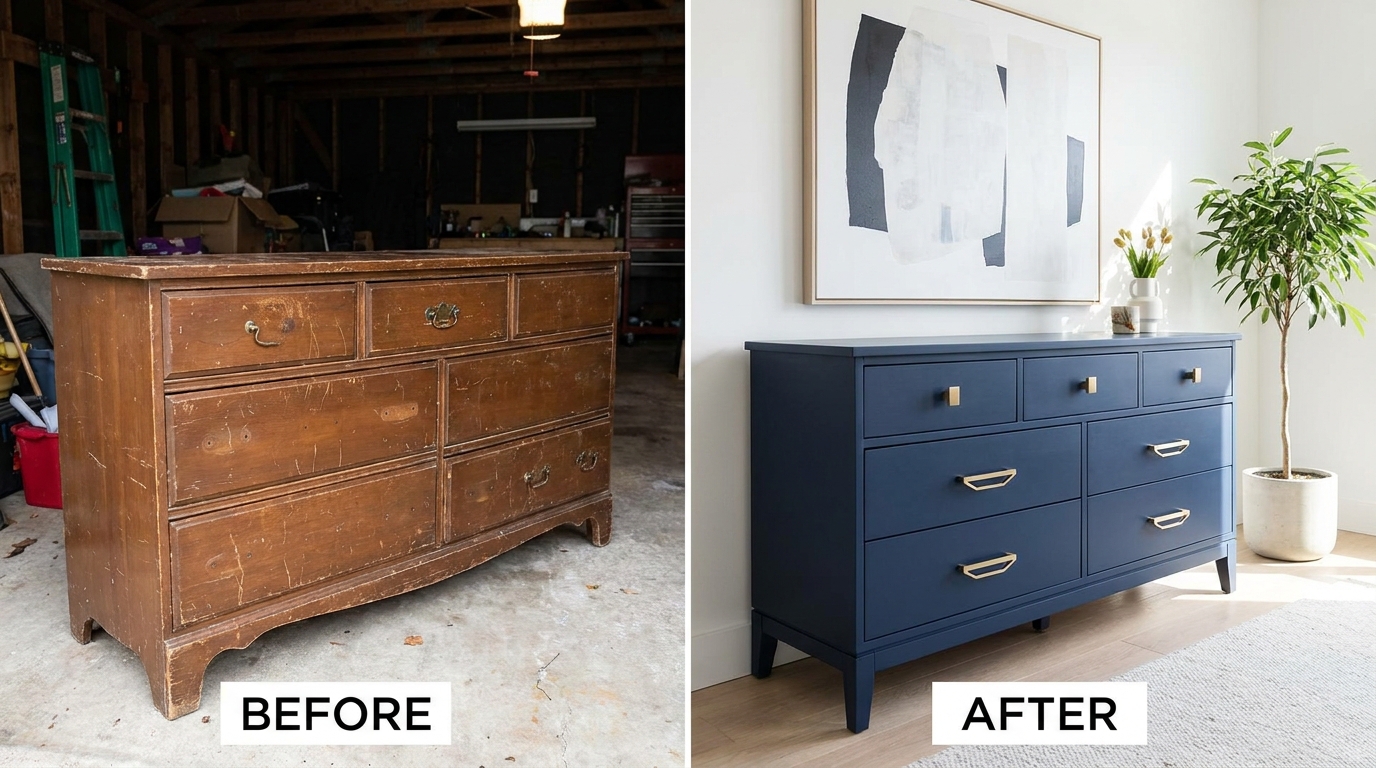 découvrez comment, pour seulement 2€, elle transforme un meuble ordinaire en un chef-d'œuvre de designer grâce à une astuce secrète simple et efficace.